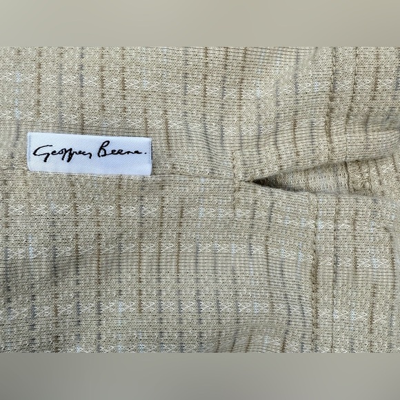 Geoffrey Beene Men’s Beige Textured Polo Shirt Size L Y2K Retro Vibe - Picture 8 of 8